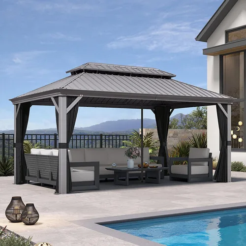 Vista 48 de PURPLE LEAF - Gazebo para exteriores de 10 x 12 pies, con sistema de drenaje