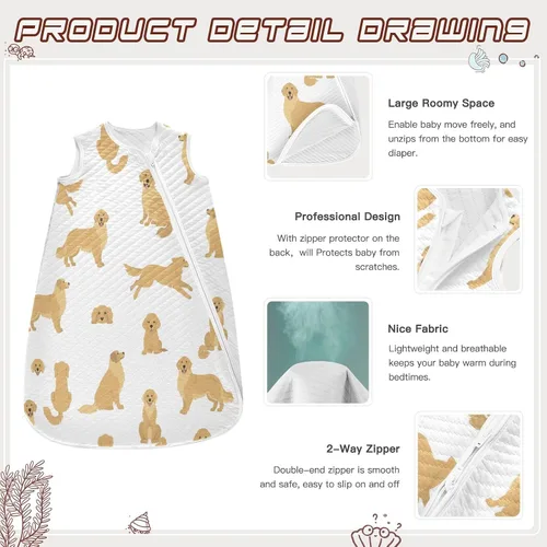Vista 3 de vvfelixl Saco de dormir para bebé, diseño de dinosaurios, divertido y brillante, para bebés de 0 a 6 meses