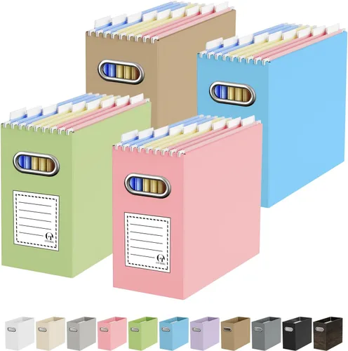 Vista 62 de Oterri Caja Organizadora de Archivos de Cartón para Carpetas Colgantes Tamaño Carta, Caja de Archivos para Escritorio de Computadora, Archivador