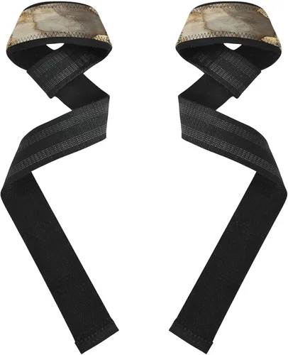 Vista 2 de Dark Green Gradient Marble Brown Beige Weight Lifting Straps 26" Power Workouts Deadlift Straps for Weightlifting, Deadlifting, Exercise, Strength