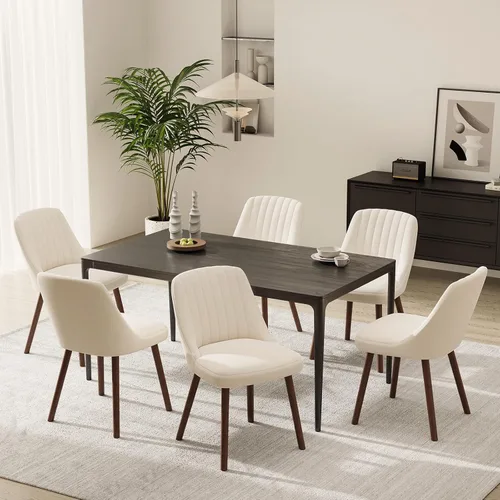 Vista 15 de MALOL Juego de 2 sillas tapizadas para comedor, sillas modernas de tela para cocina con respaldo, patas de madera para cocina, comedor, restaurante