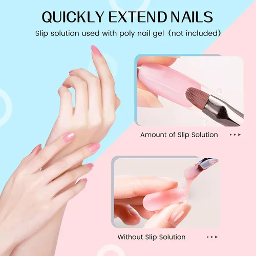 Vista 5 de Juego de soluciones deslizantes de uñas de 2.0 fl oz/2fl.oz Solución deslizante para uñas de gel de polietileno, extensión de uñas, solución