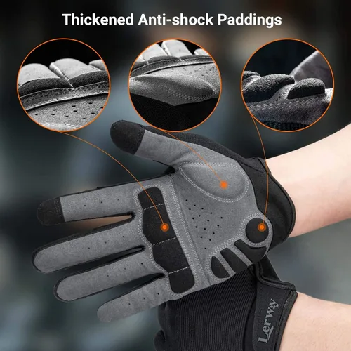 Vista 9 de Guantes de ciclismo de montaña, guantes de ciclismo de dedo completo para pantalla táctil, para hombres y mujeres, para correr al aire libre