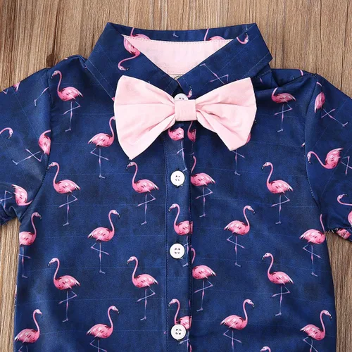 Vista 2 de Bagilaanoe Mameluco formal de manga corta para bebés y niños, ropa de caballero de una pieza, 3-24 meses