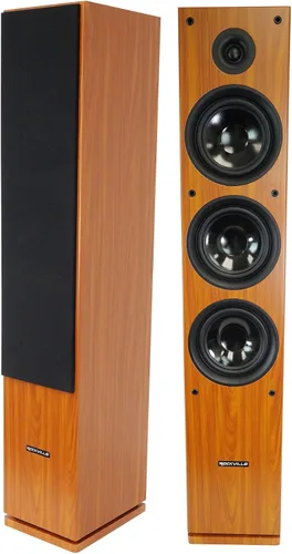 Vista 2 de Rockville RockTower 64C 6.5" 500W Peak / 125W RMS Altavoz pasivo de torre de 3 vías, 4 ohmios, sonido clásico, de alta fidelidad, rejilla
