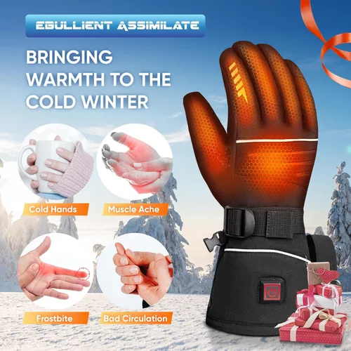 Vista 5 de Heated Gloves for Men Women Rechargeable Electric Gloves Negro/Plata