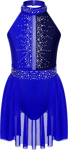 Vista 43 de CHICTRY Kids Girls Sparkly Rhinestone Ballet Gymnastics Leotards Modern Lyrical Dance Costume