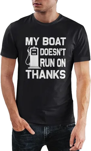 Vista 2 de Camiseta unisex de manga corta con texto en inglés My Boat Doesn't Run on Though