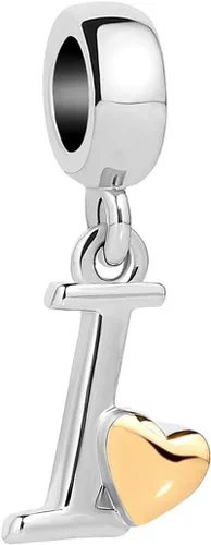 Vista 13 de Abalorio de letra inicial de la A a la Z para pulseras Pandora para mujeres, alfabeto familiar, corazón dorado, Navidad, cumpleaños