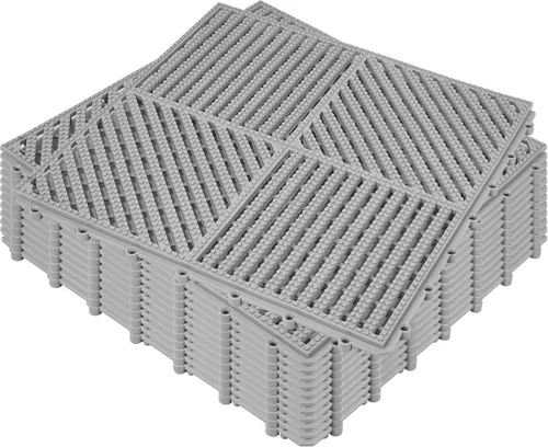 Vista 21 de ToLanbbt Cojín modular entrelazado 8P de 11.8 x 11.8 pulgadas, agujeros de drenaje de goma entrelazados antideslizantes para cubierta, ducha