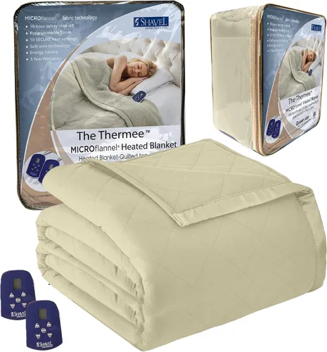 Vista 16 de Thermee Manta térmica de microfranela tamaño Queen – 10 ajustes, programable, calentamiento rápido, cuadros rústicos