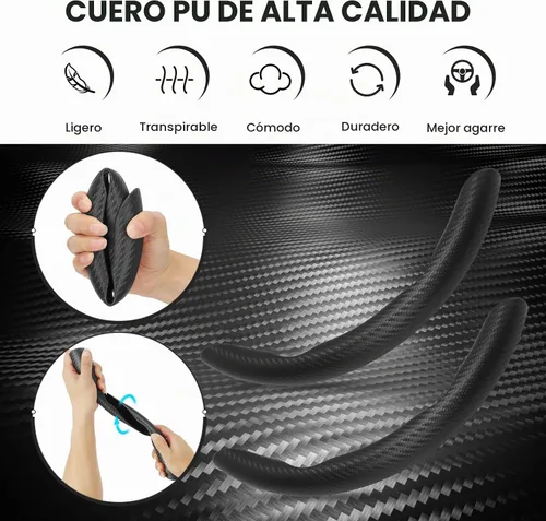 Vista 3 de GSPSCN Cubierta Universal de Volante de Coche de Fibra de Carbono Antideslizante, Cubierta de Volante Mariposa, Protector de Volante Segmentado Negro