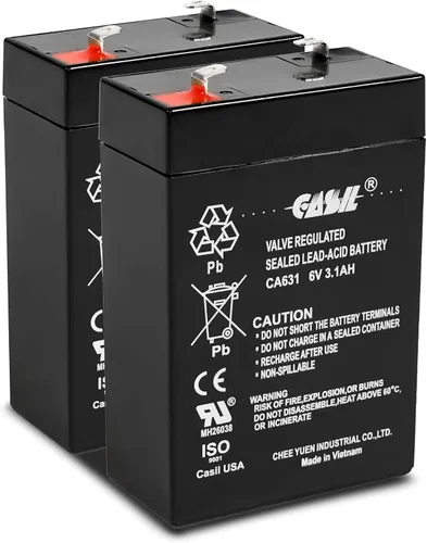 Vista 8 de Casil Batería de repuesto SLA/AGM de 6V 1.3Ah - Sin mantenimiento, compatible con paneles GE Interlogix 60-914, GE Simon 3 y GE Simon XT