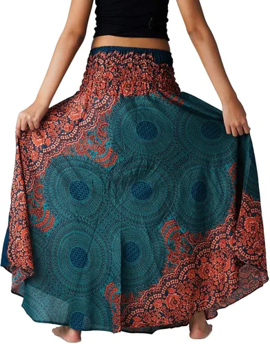 Vista 4 de B BANGKOK PANTS - Faldas largas para mujer, estampado floral bohemio