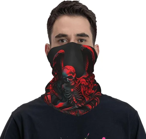 Vista 2 de HERRECX skull grim reaper skeleton angel god red Neck Gaiter Face Cover Scarf Balaclava Bandana for Women Men Gaiter Mask for Motorcycle Cycling