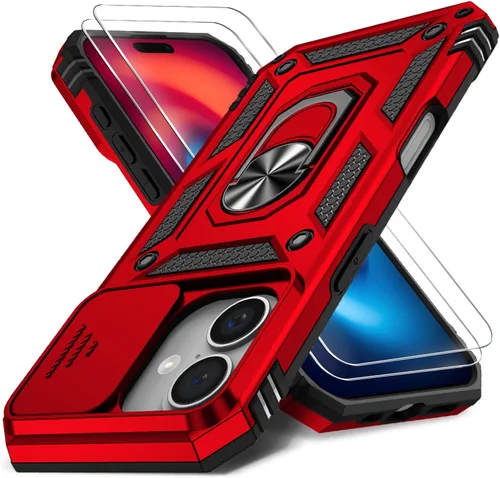 Vista 15 de Funda HakkTaoo para iPhone 13/iPhone 14 de 6.1 Pulgadas con Funda Deslizante para Cámara + Protector de Pantalla (2 Paquetes), Funda Protectora a
