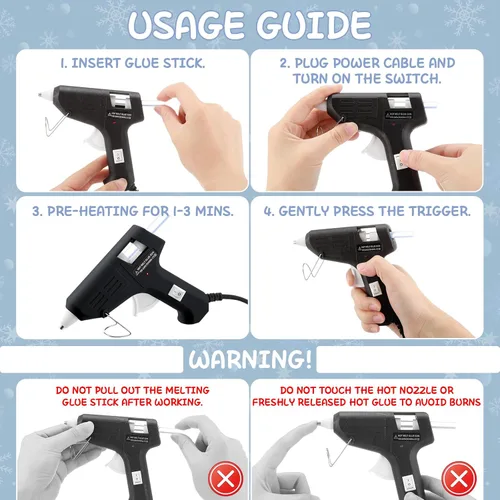 Vista 4 de Threlaco 6 Pcs Mini Hot Glue Gun for Class Craft Glue Guns Fast Preheating Hot Melt Gun Low Temp with Burn Protection School DIY Home, 20 W (Black)