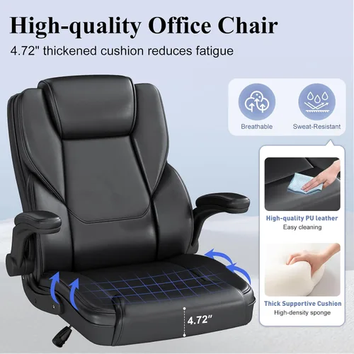 Vista 7 de AnyGod Silla de oficina ejecutiva, cómodas sillas ergonómicas de escritorio para computadora con reposabrazos abatibles, soporte lumbar, respaldo