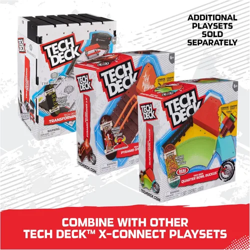 Vista 4 de Tech Deck, Quarter Bowl Ruckus X-Connect Park Creator, juego de rampas personalizable y construible con monopatín de dedos exclusivo, juguete