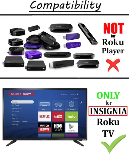 Vista 5 de El control remoto original Insignia NS-RCRMX-18 Roku TV se adapta a todos los televisores Insignia Roku. ¡Sin emparejamiento! No es para Insignia