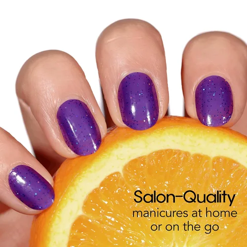 Vista 2 de Color Street Tiras de uñas Wild Grape – Brillantina índigo transparente brillante – Capa sobre otros tonos de acabado brillante – 16 tiras de doble