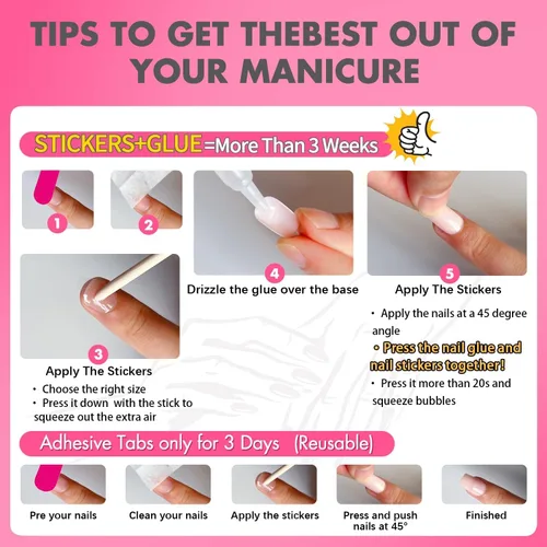 Vista 7 de Uñas postizas de presión con forma de almendra rosa de longitud media estilo stiletto, uñas artificiales de gel suave reutilizables acrílicas