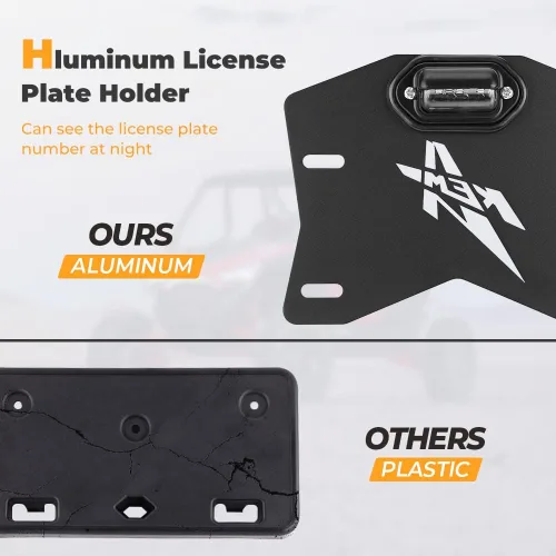 Vista 5 de KEMIMOTO - Soporte de placa de matrícula UTV con luz, kit universal de aluminio para placa de matrícula UTV compatible con Can-Am Maverick X3