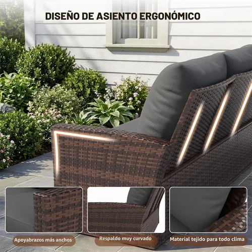 Vista 4 de UDPATIO Juego de muebles de patio, juegos de muebles de exterior con sofá Gris oscuro