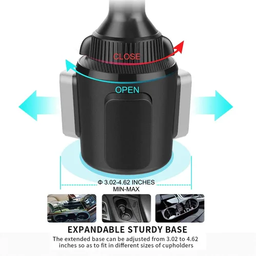 Vista 4 de APPS2Car Soporte para Tablet para Coche, Soporte para Tablet para Portavasos para Camión, Altura Ajustable Compatible con iPad Pro Air Mini