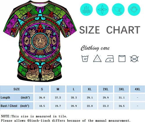 Vista 4 de LAOLIUSN Camiseta azteca para hombre con diseño de tótems mayas con estampado mexicano