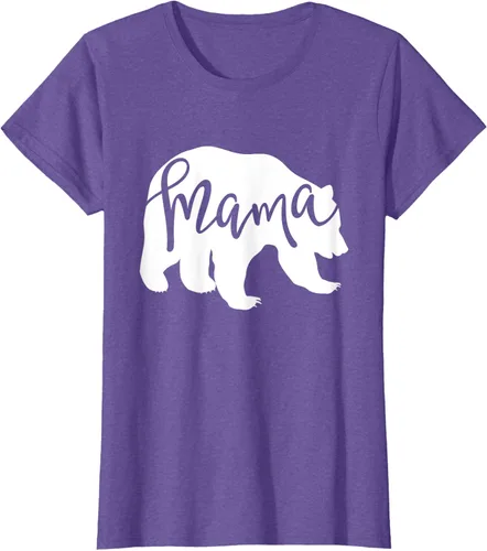 Vista 13 de Camiseta de mamá oso para mujer, camiseta inspirada en el Día de la Madre a juego, Azul / Patchwork, S