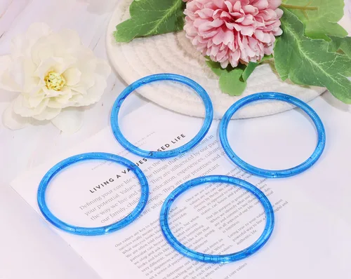 Vista 3 de PENTA ANGEL Pulseras con purpurina de los años 80, 8 piezas, retro neón de los años 90, para fiesta de disfraces, pulseras de juguete, anillo