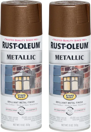 Vista 28 de Rust-Oleum 7274830 Pintura en aerosol metálica que detiene la oxidación, 11 oz, latón antiguo