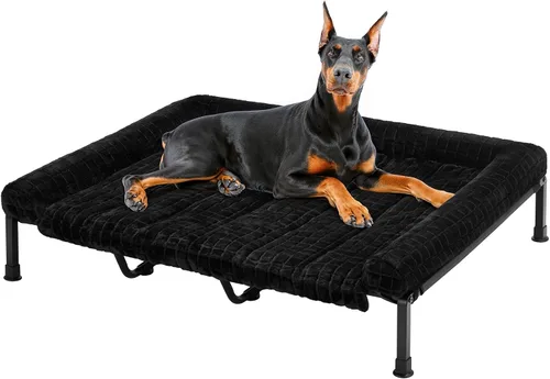 Vista 15 de Veehoo Cama Elevada para Perros de Tamaño Grande con Cojín Reforzado de Felpa Esponjosa, Cama Sofá Ortopédica Lavable para Perros, Catre Elevado
