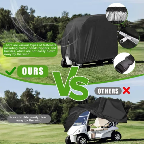 Vista 6 de KISEER Funda impermeable para carrito de golf 420D para 4 pasajeros para EZ GO Club Car Yamaha, a prueba de sol y polvo