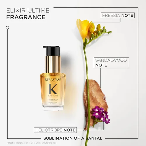 Vista 6 de KERASTASE Aceite para el cabello recargable Elixir Ultime Suero de aceite hidratante para suavizar el encrespamiento y añadir brillo Con Camelia