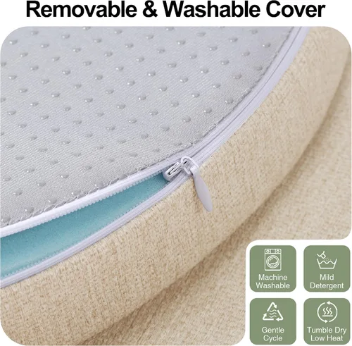 Vista 6 de Tromlycs Almohadilla de Cojín de Asiento Redondo para Silla de 14 Pulgadas para Sillas de Taburete Circular Cojín de Espuma Decorativo Beige