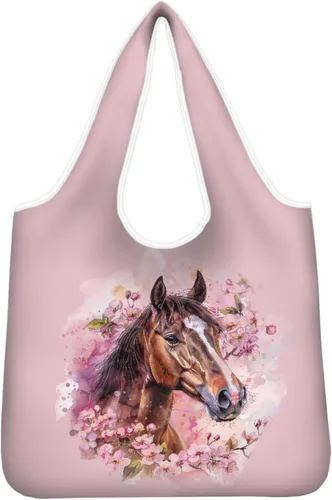 Vista 22 de Belidome Bolsa de comestibles con diseño de donas de ajolotl para compras, lavable, reutilizable, con bolsillo para asa