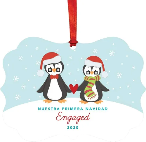 Vista 18 de Andaz Press Adorno de recuerdo de Navidad con marco de fantasía de familia española, Nuestra Primera Navidad Como UNA Familia De Tres 2024, Familia