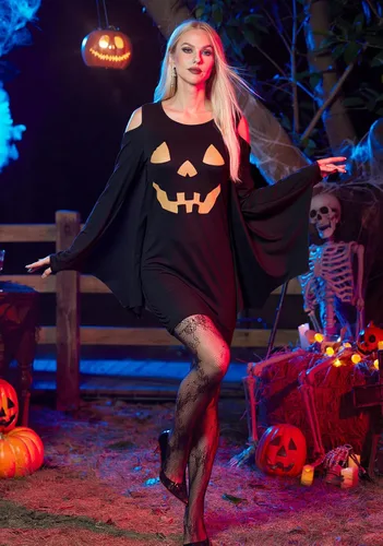 Vista 5 de Maisolly Women's Cold Shoulder Halloween Bat Wings Costume Dress