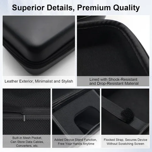 Vista 3 de Pidynx Full Protection Kit Compatible with MSI Claw8 - Storage Bag + Protective Case + 8" Tempered Glass Protector for Claw 8 Handheld EVA Leather