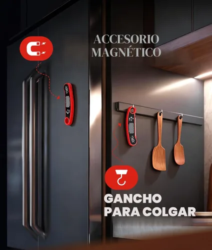 Vista 7 de Termómetro digital para carne, lectura instantánea de 1-2 segundos Rojo