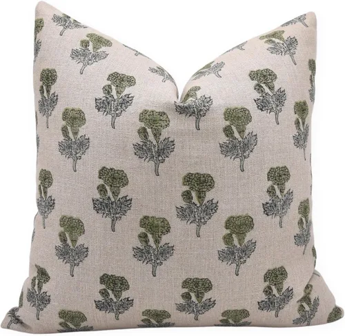 Vista 6 de Funda de cojín de algodón grueso hecha a mano con estampado de bloques, color blanco de 14 x 14 pulgadas, con cremallera, para sofá, sofá y cama