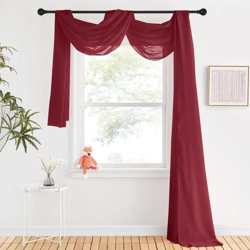 Vista 37 de NICETOWN Cenefa decorativa larga para ventana, cenefa de bufanda de boda, cortina de gasa para sala de estar, dormitorio, ceremonia