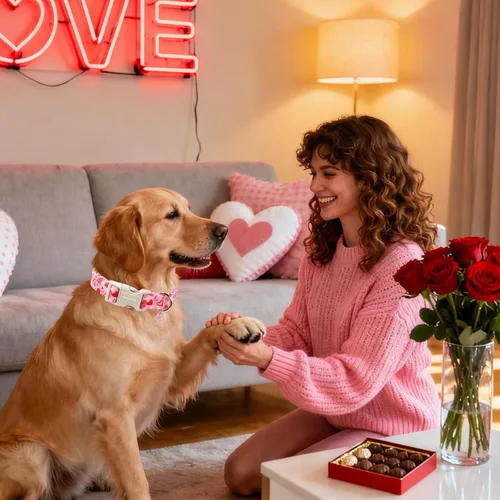Vista 68 de DOGWONG Collar para perro de San Valentín, collar ajustable de algodón con corazón de caramelo azul, perfecto para perros pequeños a medianos