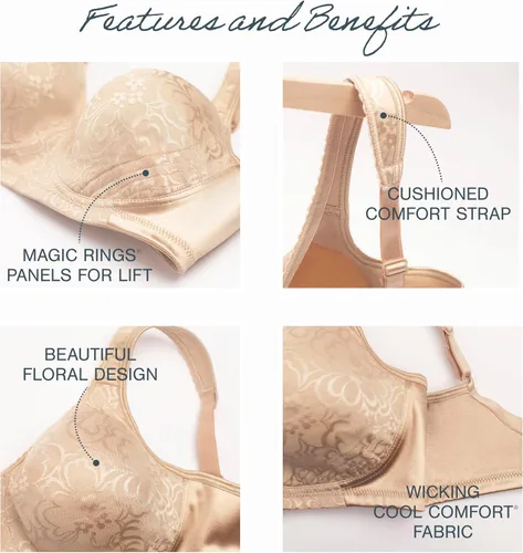 Vista 4 de PLAYTEX 18 Hour Ultimate Lift and Support - Brasier sin varillas con gran soporte y realce para mujer