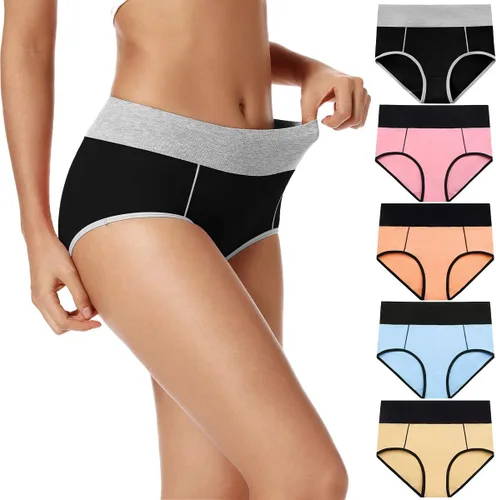 Vista 13 de POKARLA Ropa interior de algodón de cintura alta para mujer, suave, transpirable, bragas de cobertura completa, pantaletas elásticas, ropa