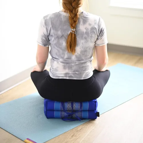 Vista 2 de Zafuko Cojín plegable – Relleno orgánico Kapok, uso plegado y desplegado para meditación, soporte de yoga suave, cojín portátil