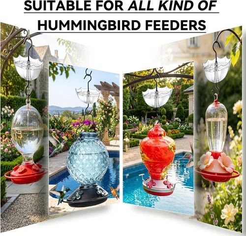 Vista 6 de Foso de hormigas para comedero de colibríes, 5 onzas, paquete de 4, protector de hormigas negro con gran capacidad
