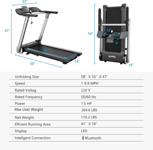 Vista 8 de Goplus Caminadora eléctrica plegable superfit de alta resistencia